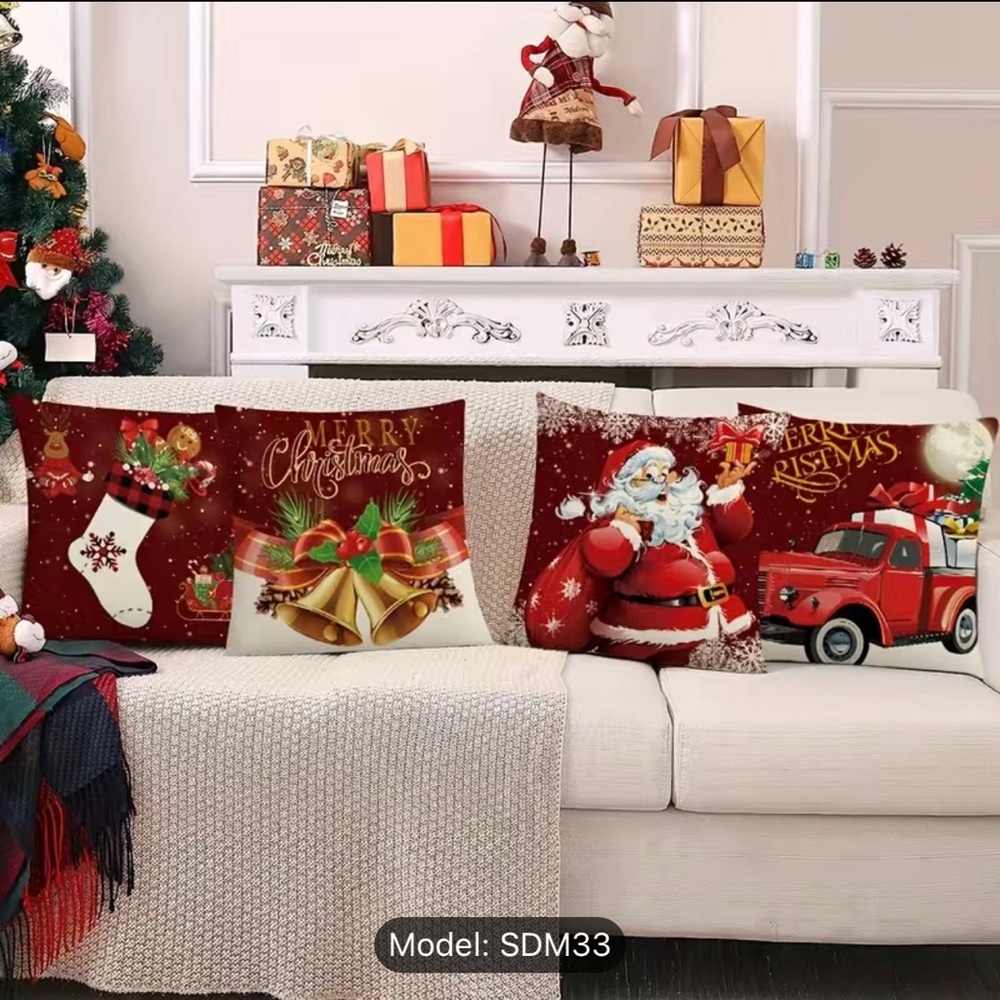 Christmas Pillowcases,17.7x17.7 Inch, Set Of 4, Pillow Inserts Not included B21 - Picture 4 of 5